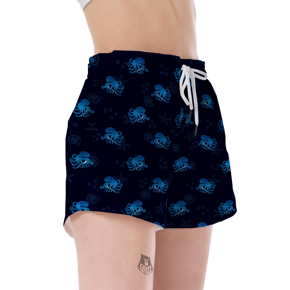 Octopus Squid Tentacle Print Pattern Women's Shorts-grizzshop