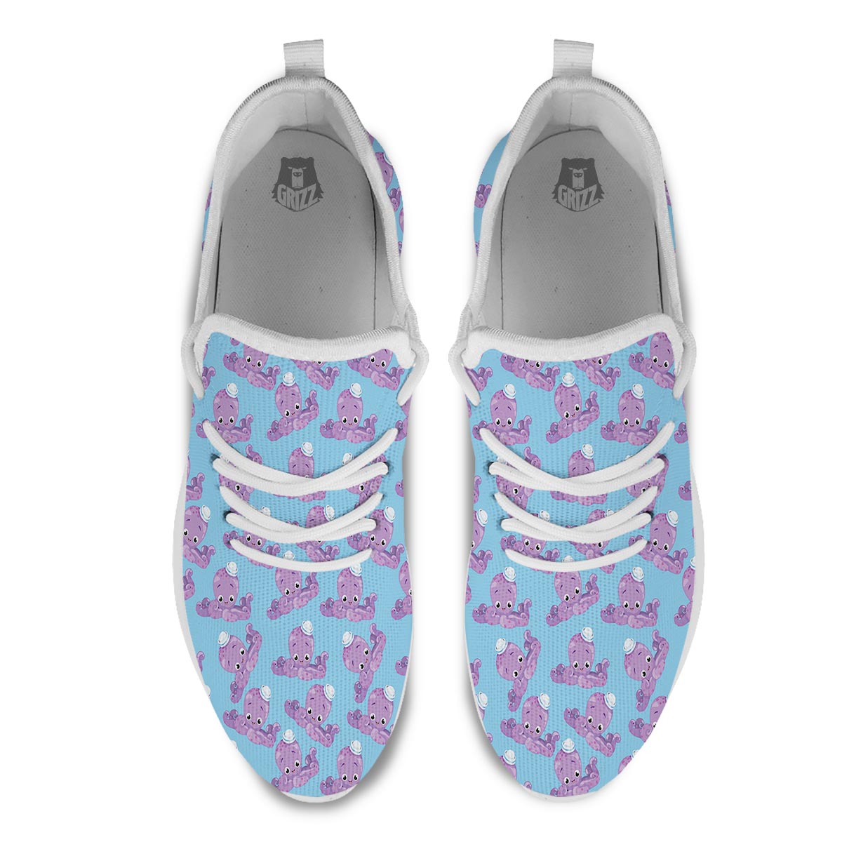 Octopus Teal And Purple Print Pattern White Athletic Shoes-grizzshop