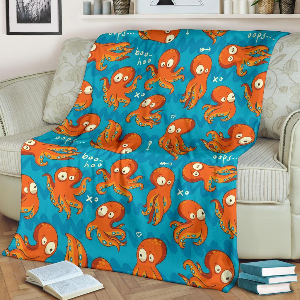 Octopus Tentacle Squid Pattern Print Blanket-grizzshop