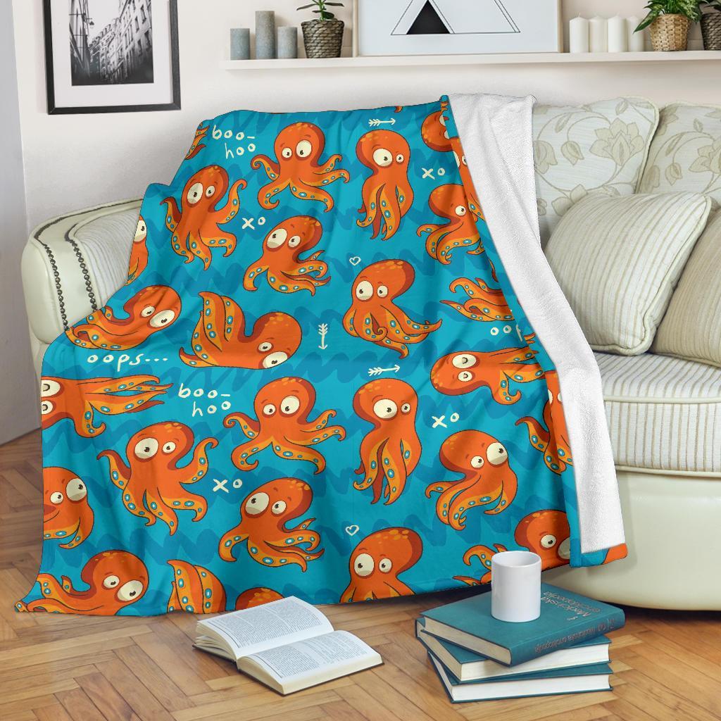 Octopus Tentacle Squid Pattern Print Blanket-grizzshop