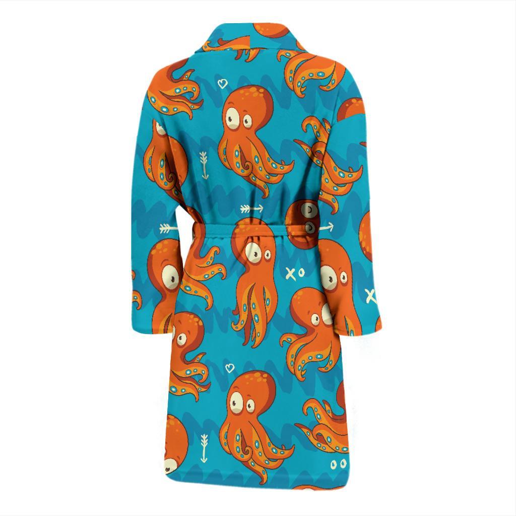 Octopus Tentacle Squid Pattern Print Men Long Robe-grizzshop