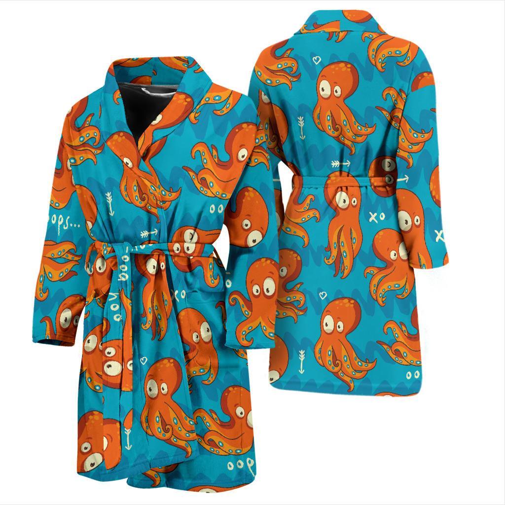 Octopus Tentacle Squid Pattern Print Men Long Robe-grizzshop