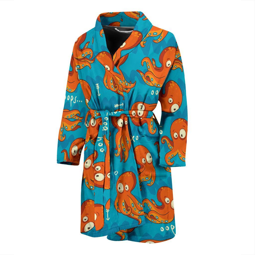 Octopus Tentacle Squid Pattern Print Men Long Robe-grizzshop