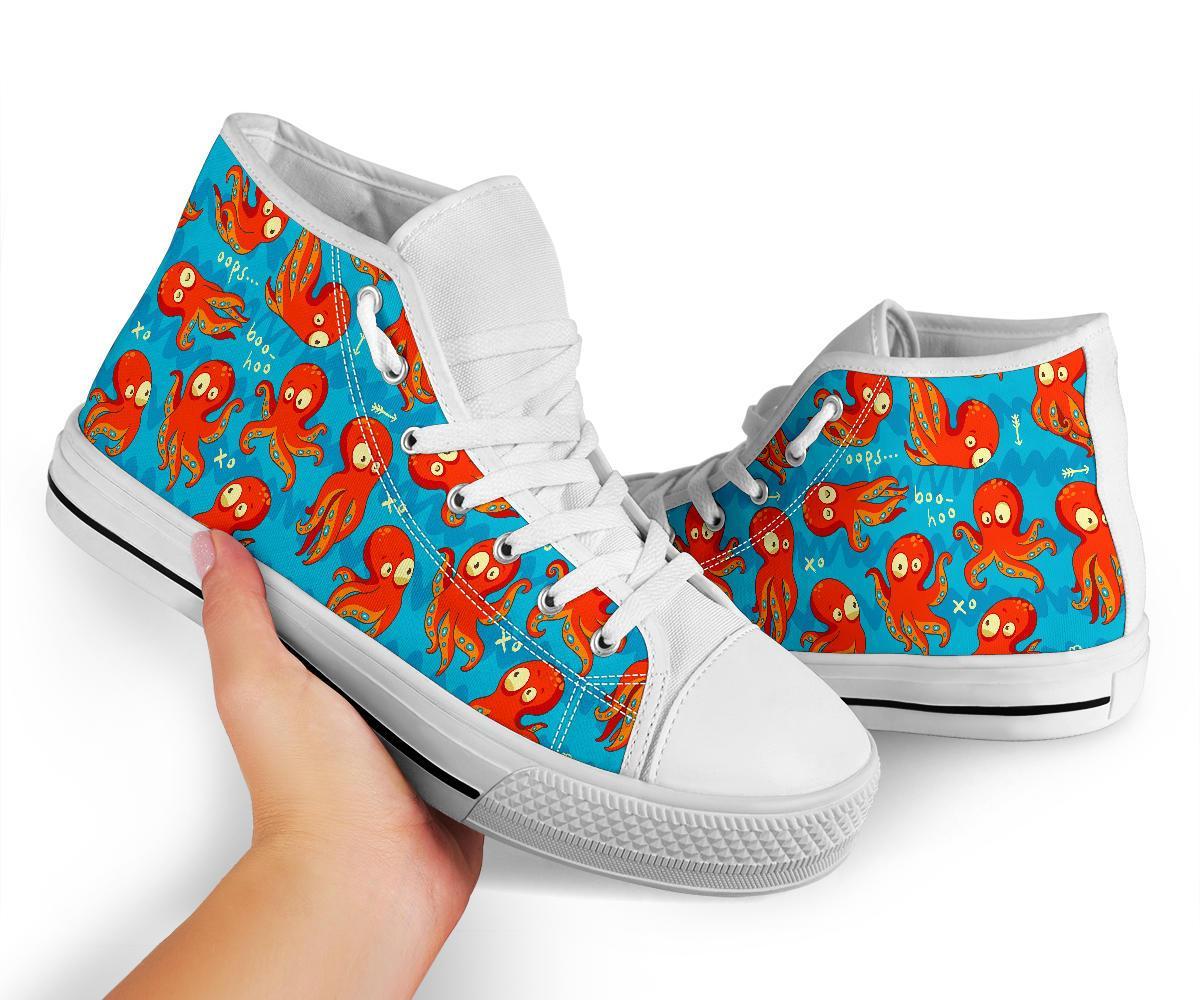Octopus Tentacle Squid Pattern Print Men Women's High Top Shoes-grizzshop