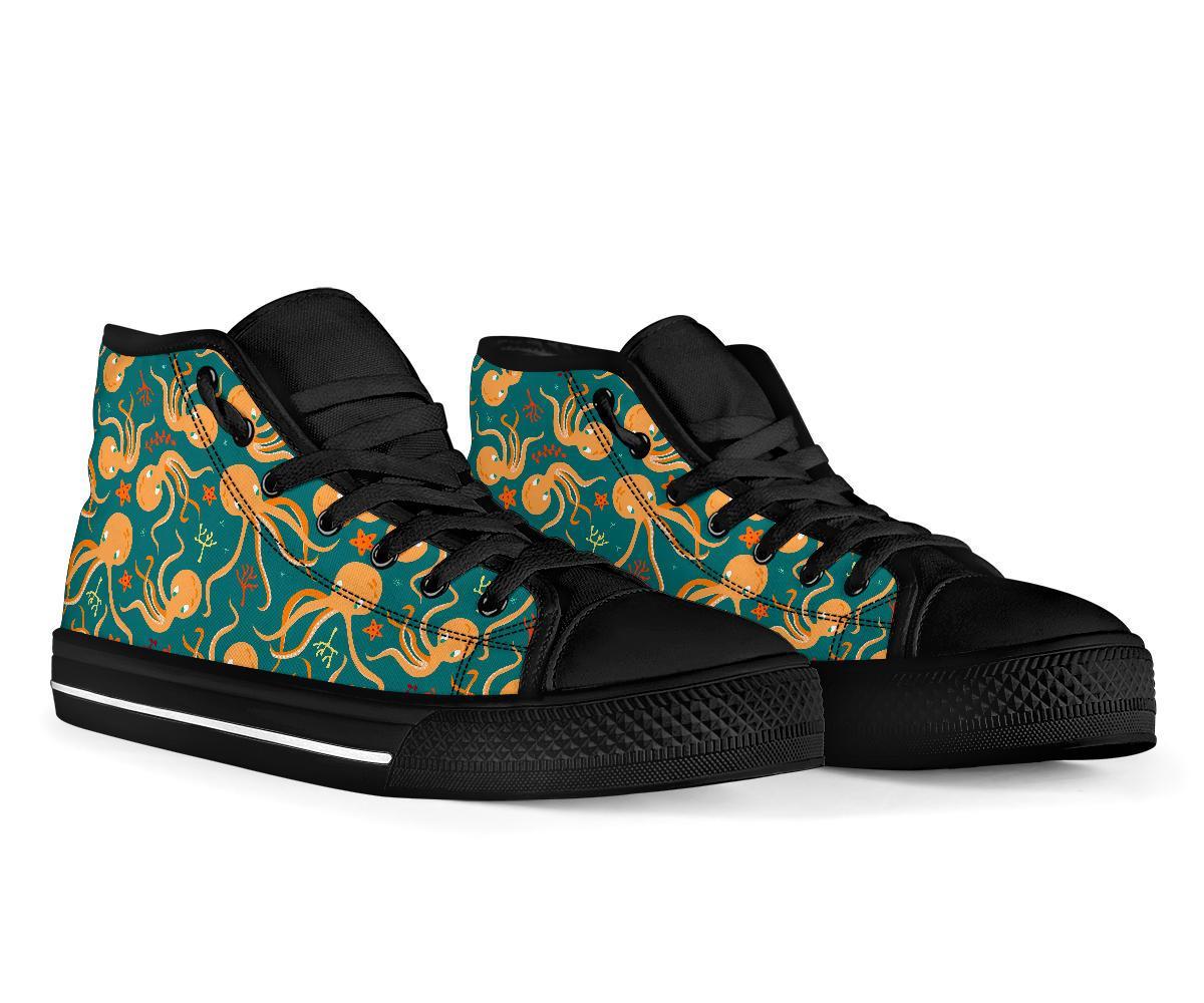 Octopus Tentacle Squid Print Pattern Men Women's High Top Shoes-grizzshop