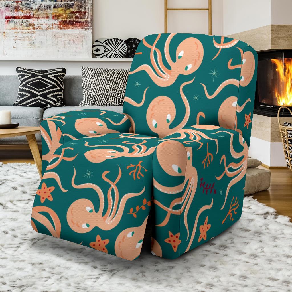 Octopus Tentacle Squid Print Pattern Recliner Cover-grizzshop