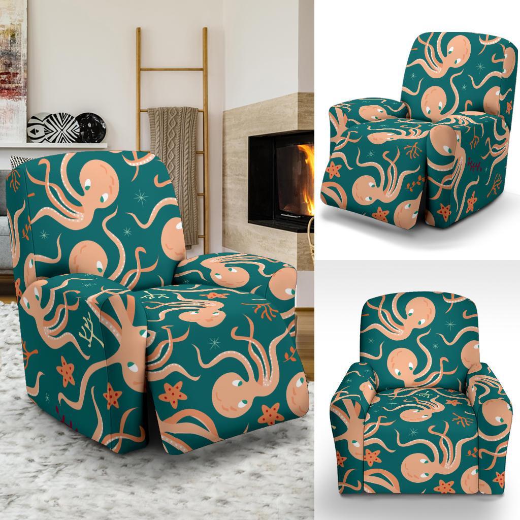 Octopus Tentacle Squid Print Pattern Recliner Cover-grizzshop