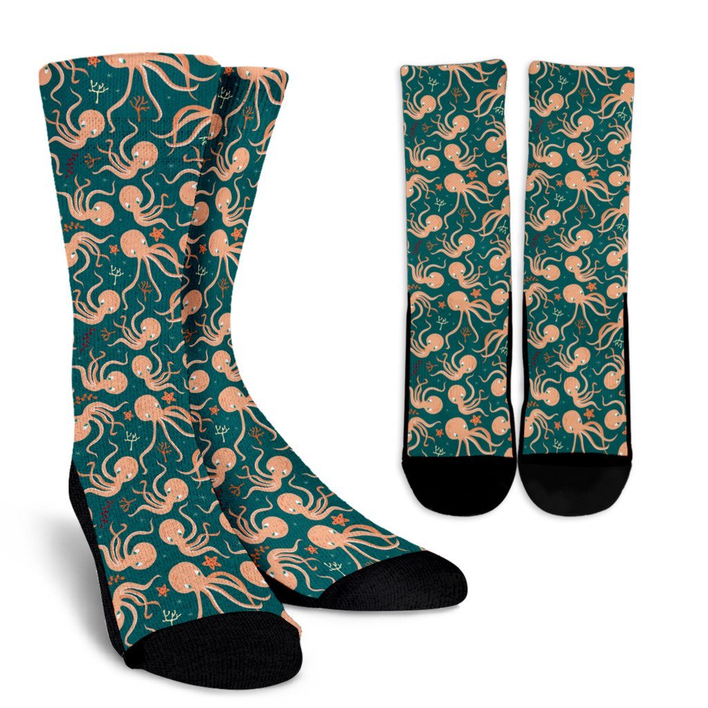 Octopus Tentacle Squid Print Pattern Unisex Crew Socks-grizzshop