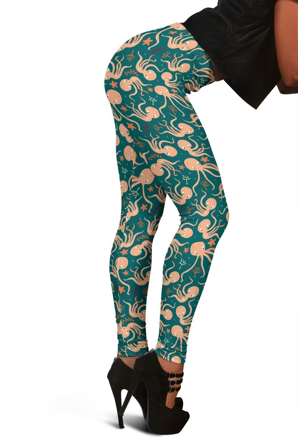 Octopus Tentacle Squid Print Pattern Women Leggings-grizzshop