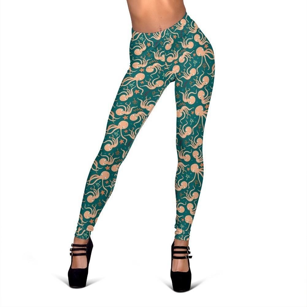 Octopus Tentacle Squid Print Pattern Women Leggings-grizzshop