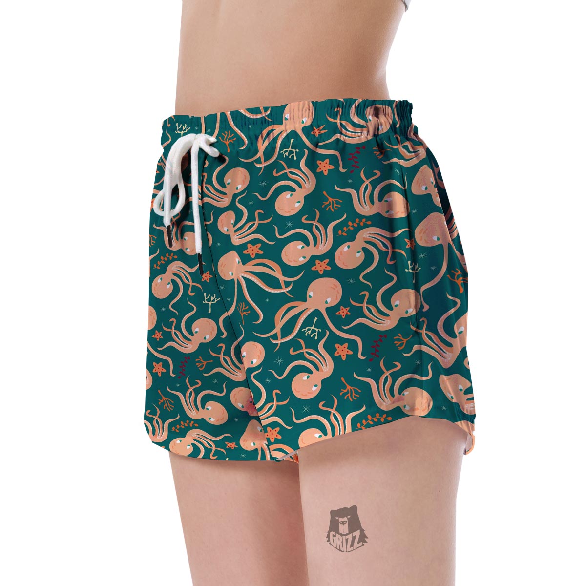 Octopus Tentacle Squid Print Pattern Women's Shorts-grizzshop