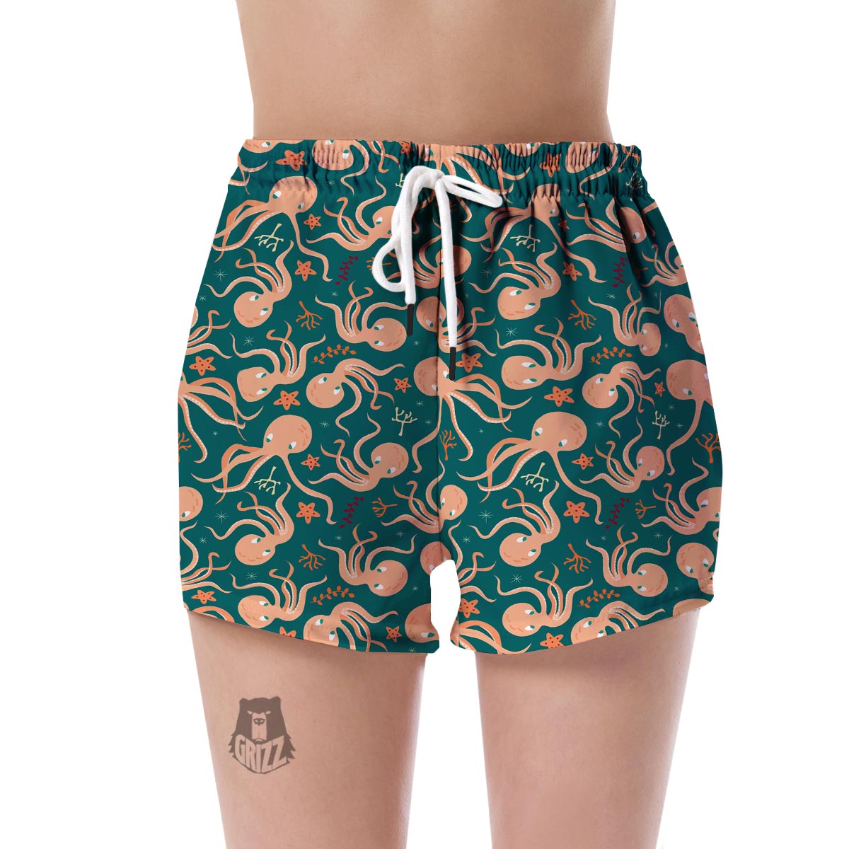 Octopus Tentacle Squid Print Pattern Women's Shorts-grizzshop