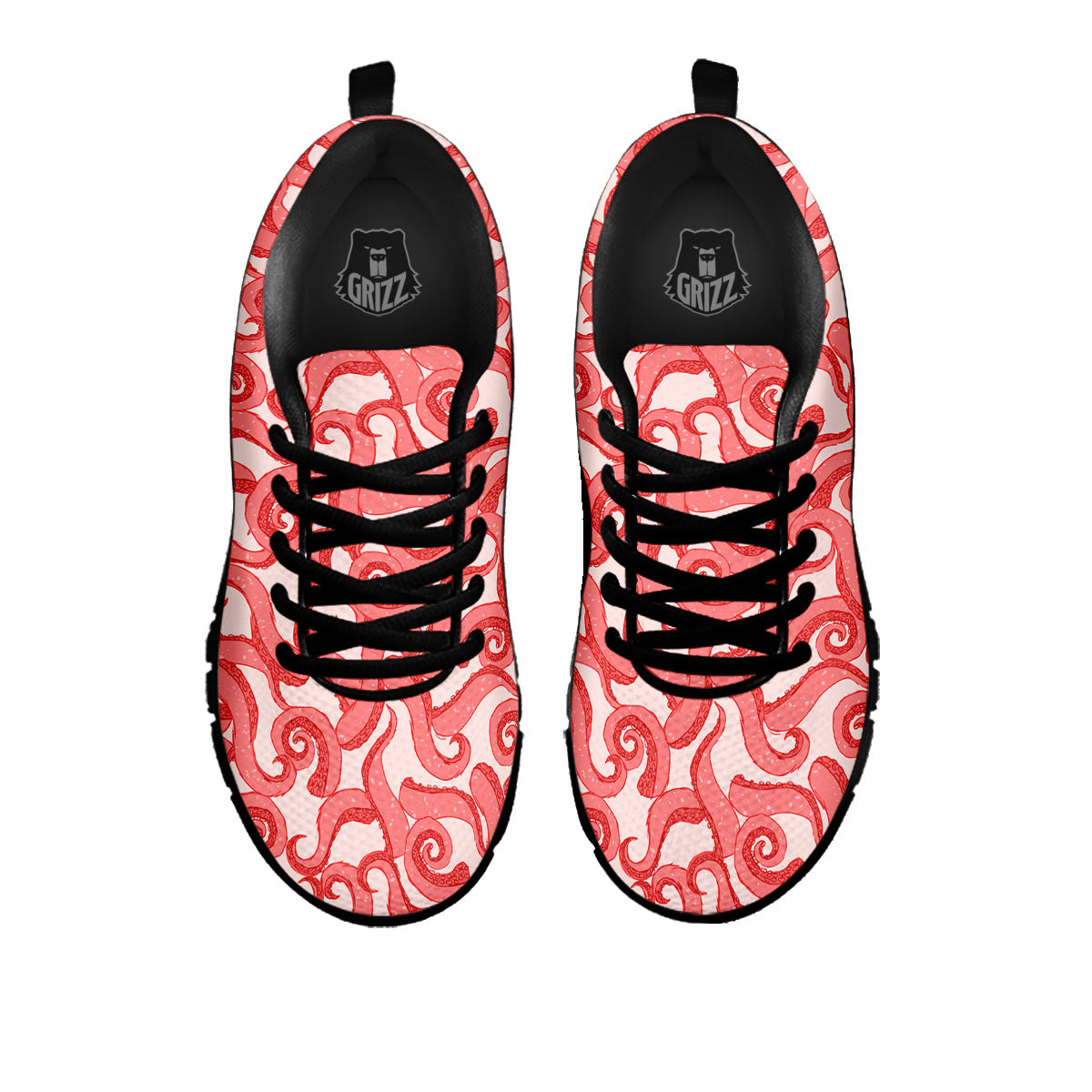 Octopus Tentacles Pink Print Pattern Black Sneaker-grizzshop