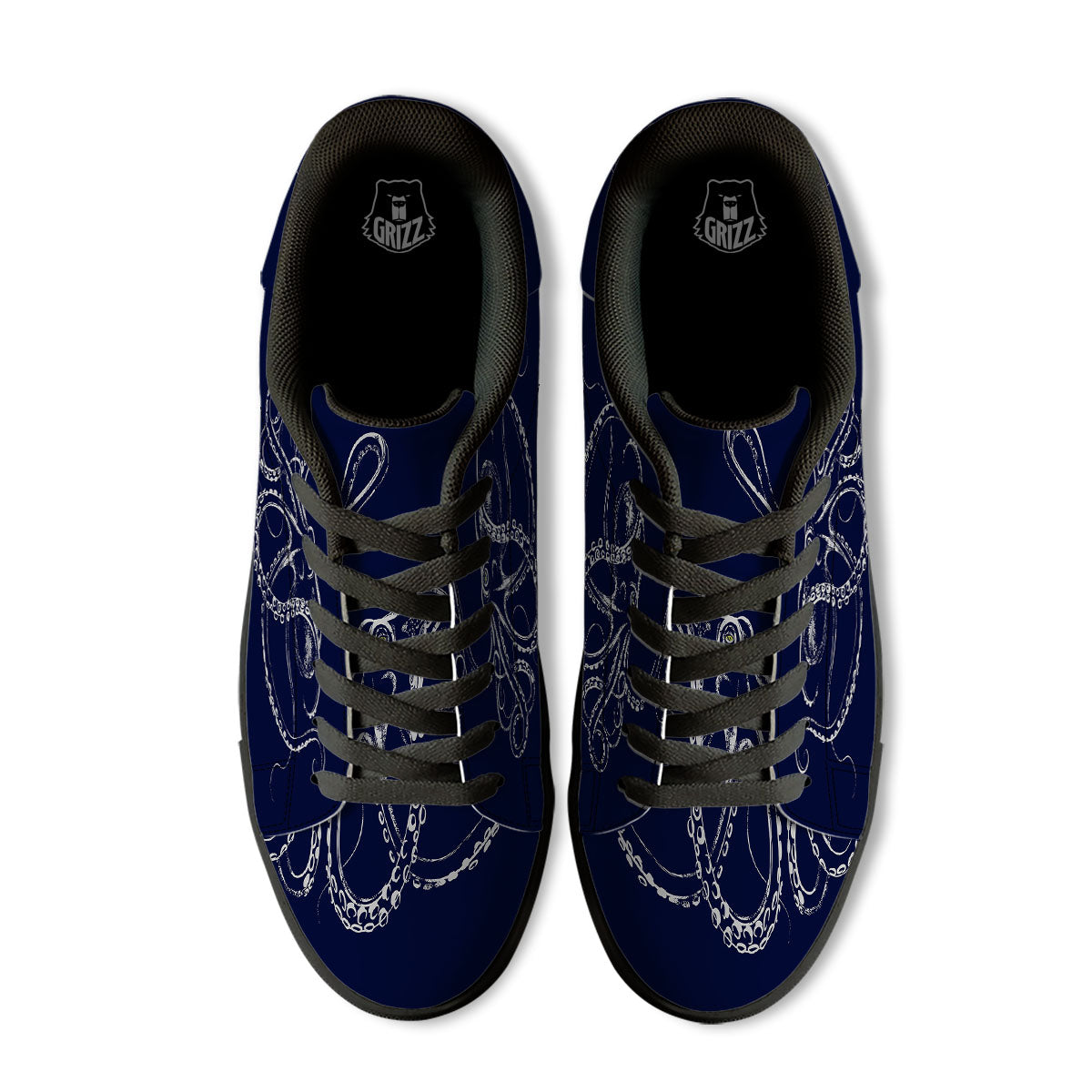 Octopus Tentacles Print Black Low Top Sneakers-grizzshop