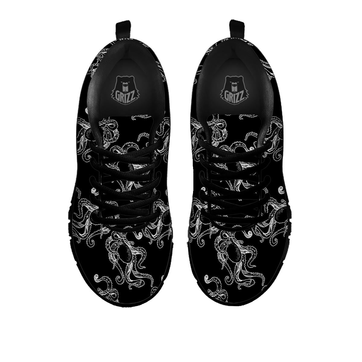 Octopus Tentacles Print Pattern Black Sneaker-grizzshop