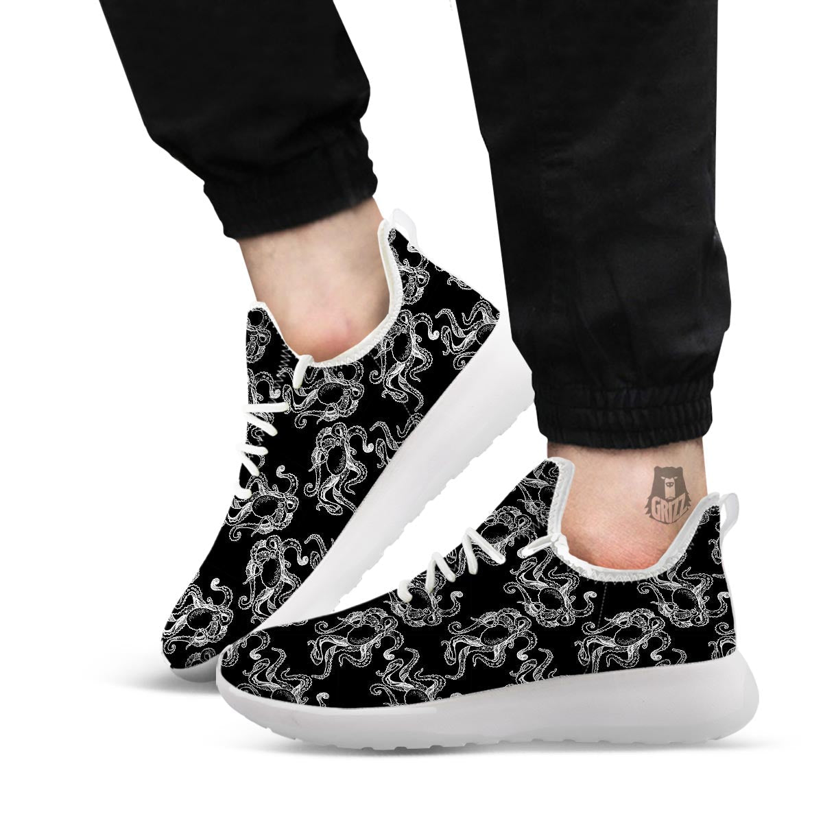 Octopus Tentacles Print Pattern White Athletic Shoes-grizzshop