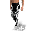 Octopus Tentacles White And Black Print Men's Leggings-grizzshop