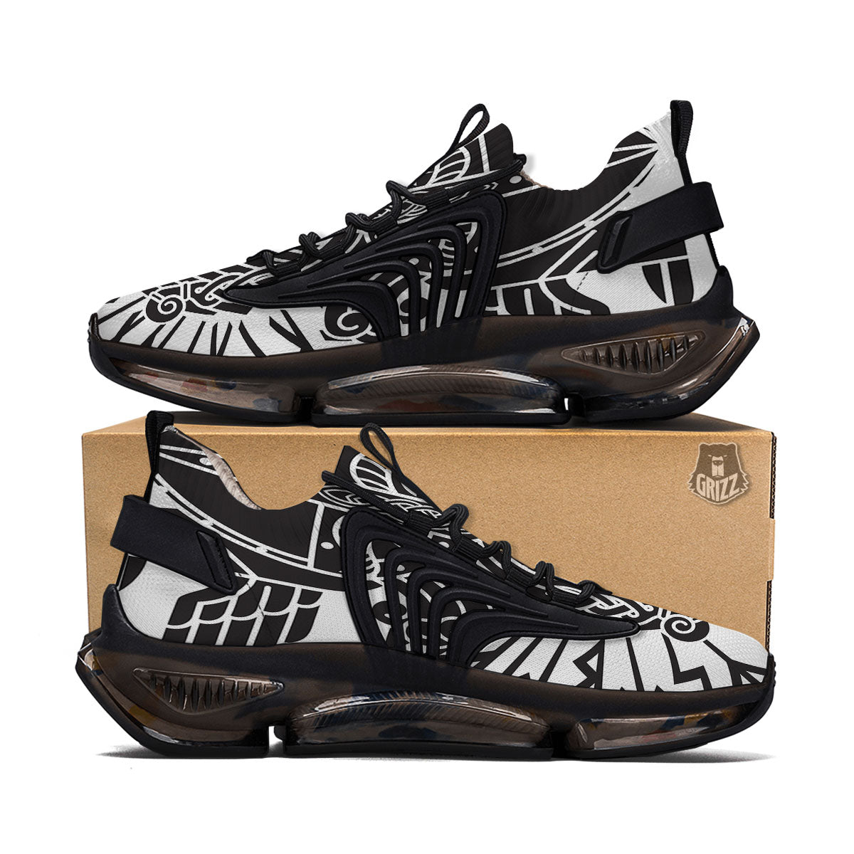 Odin God With Muninn And Huginn Print Black Gym Shoes-grizzshop
