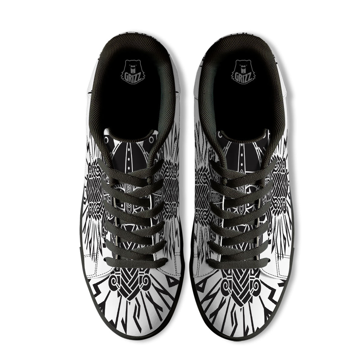 Odin God With Muninn And Huginn Print Black Low Top Sneakers-grizzshop