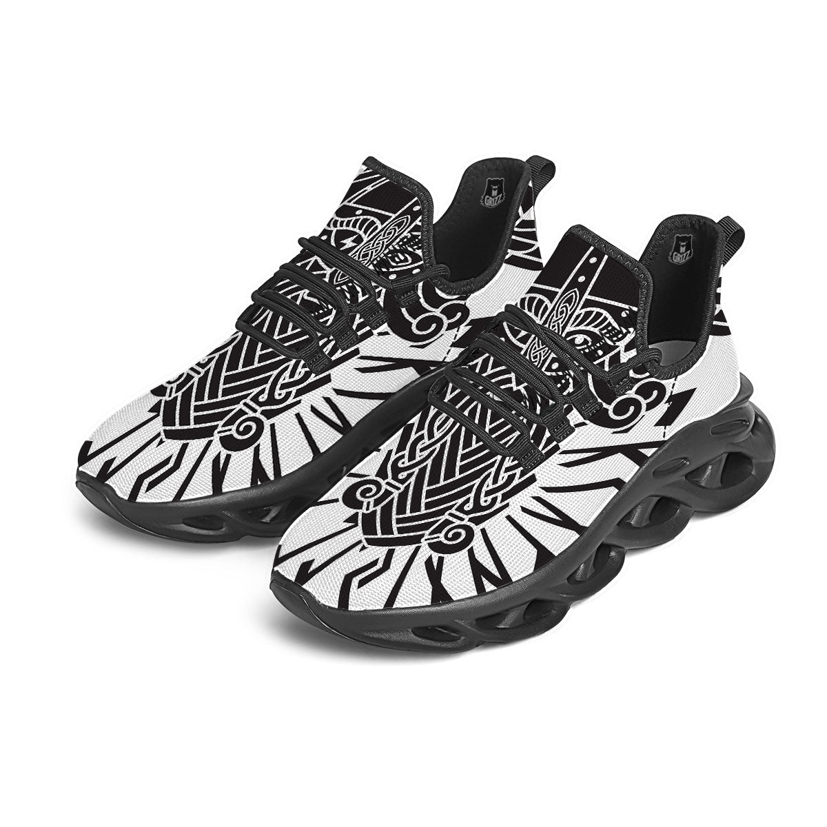 Odin God With Muninn And Huginn Print Black Running Shoes-grizzshop