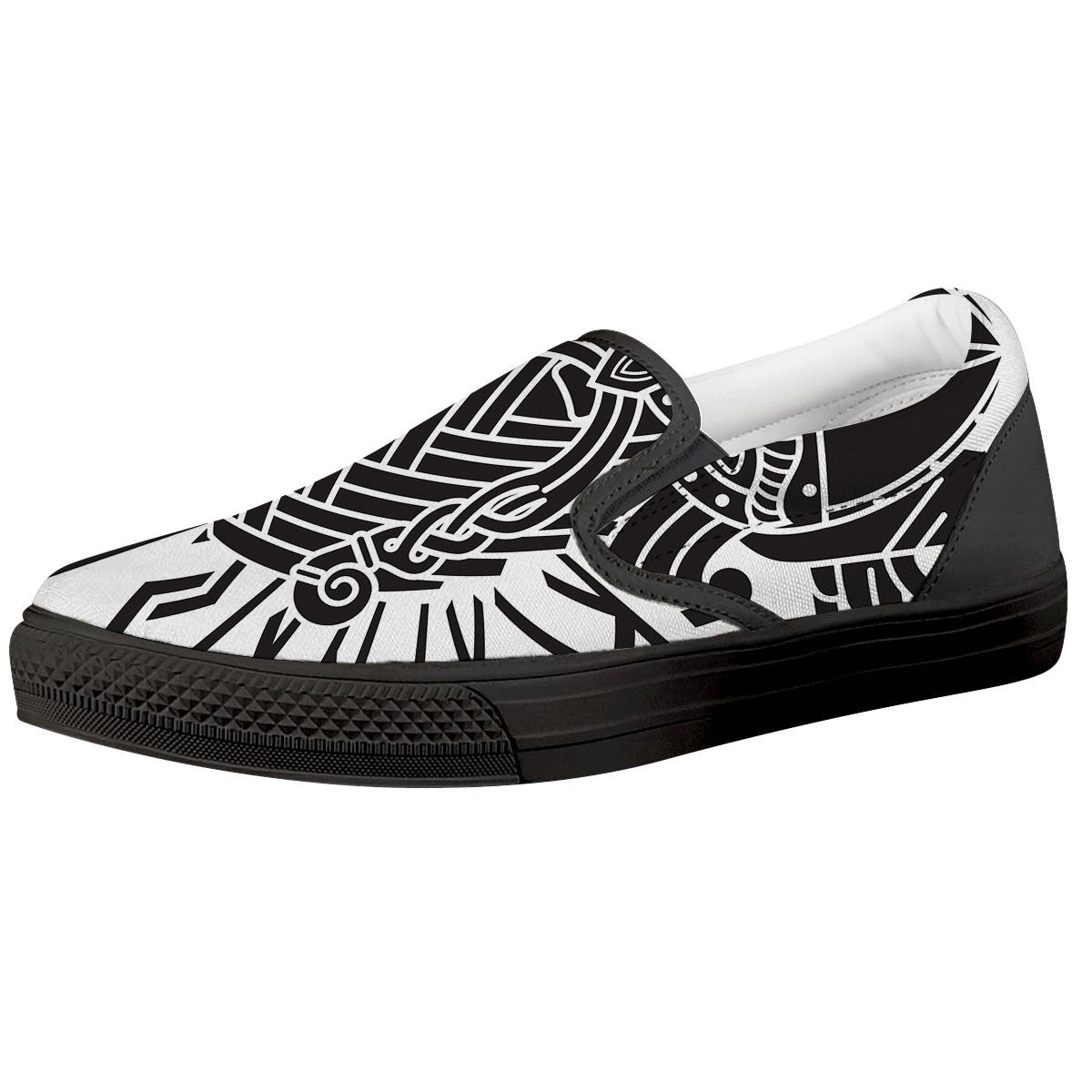 Odin God With Muninn And Huginn Print Black Slip On Shoes-grizzshop