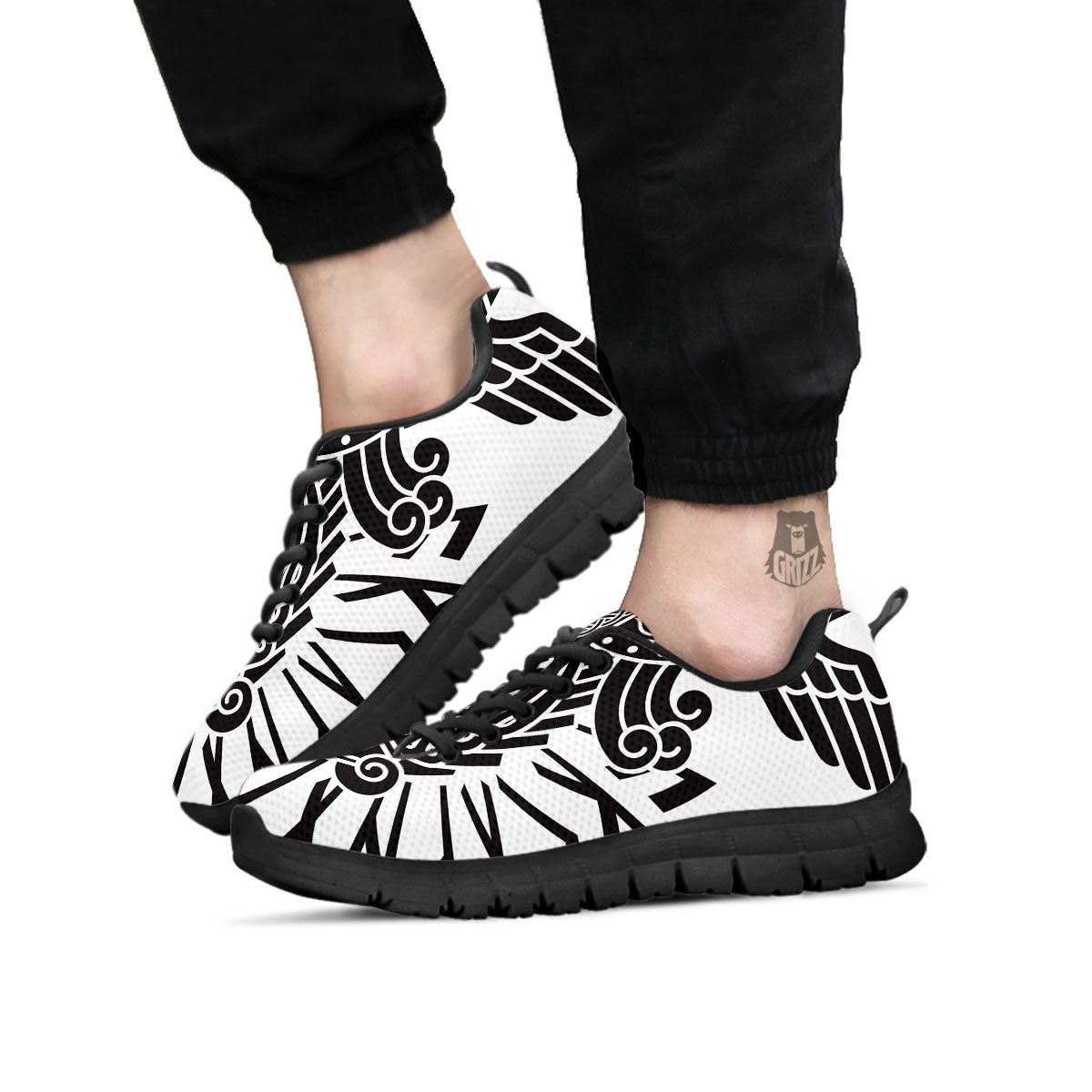 Odin God With Muninn And Huginn Print Black Sneaker-grizzshop
