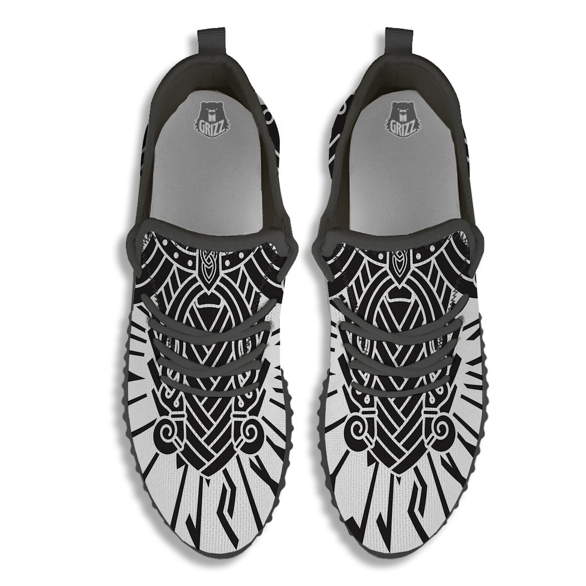 Odin God With Muninn And Huginn Print Black Walking Shoes-grizzshop