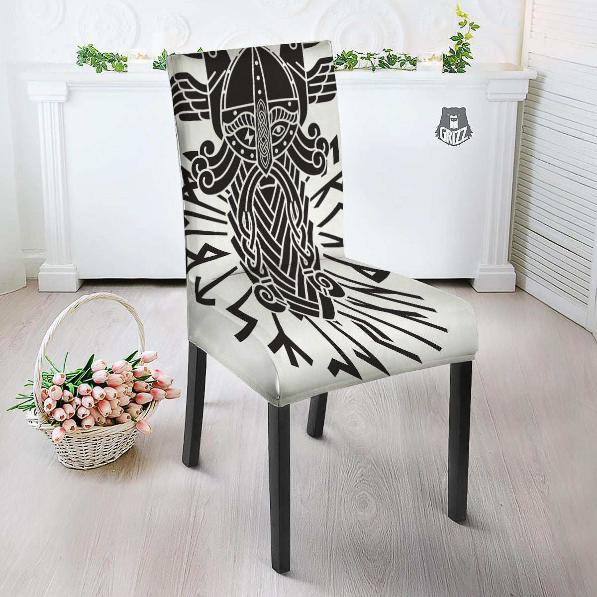 Odin God With Muninn And Huginn Print Dining Chair Slipcover-grizzshop
