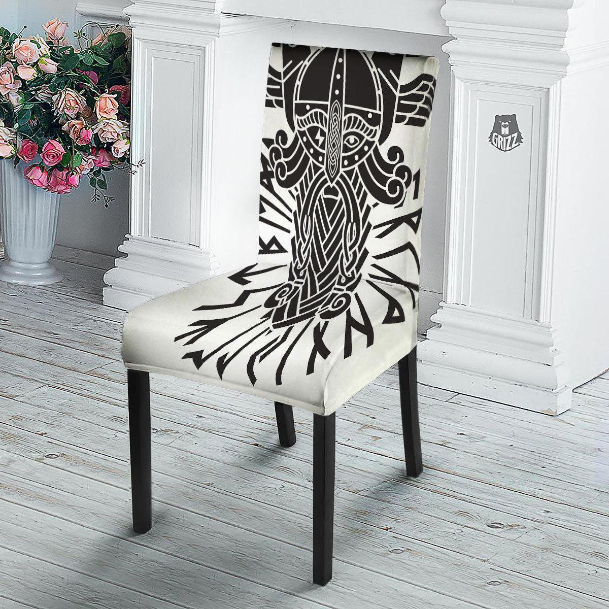 Odin God With Muninn And Huginn Print Dining Chair Slipcover-grizzshop