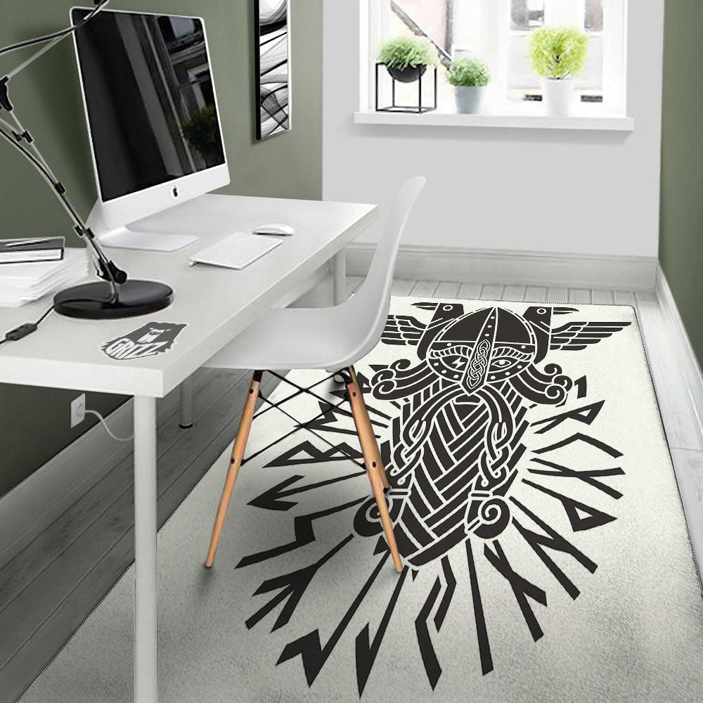 Odin God With Muninn And Huginn Print Floor Mat-grizzshop
