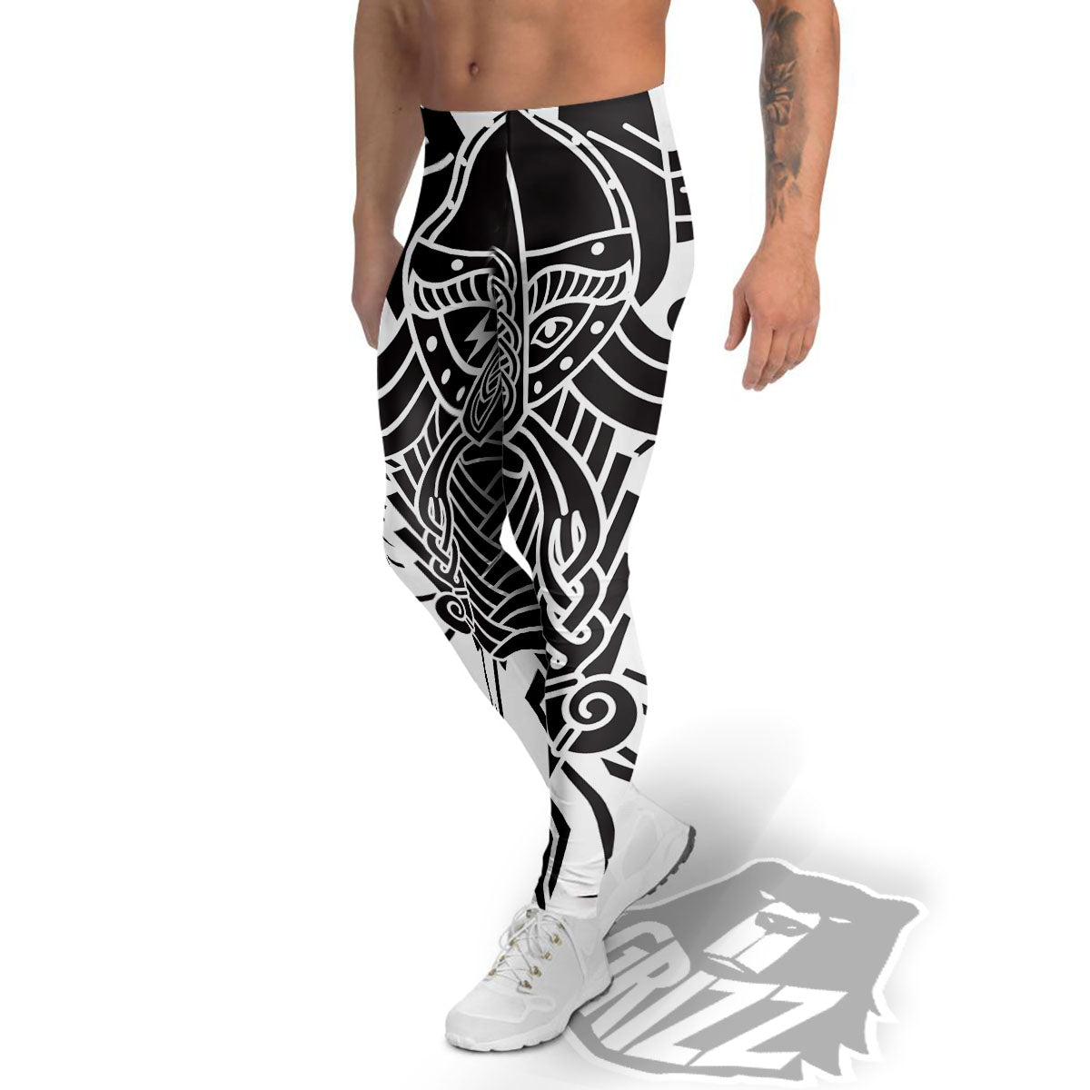 Odin God With Muninn And Huginn Print Men's Leggings-grizzshop