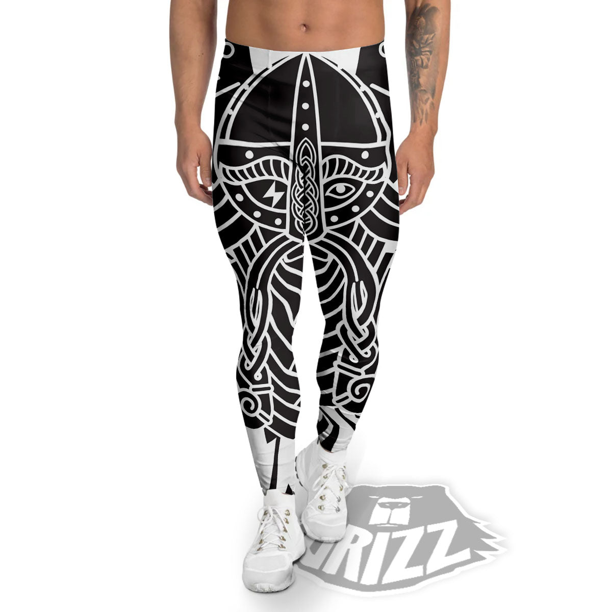 Odin God With Muninn And Huginn Print Men's Leggings-grizzshop