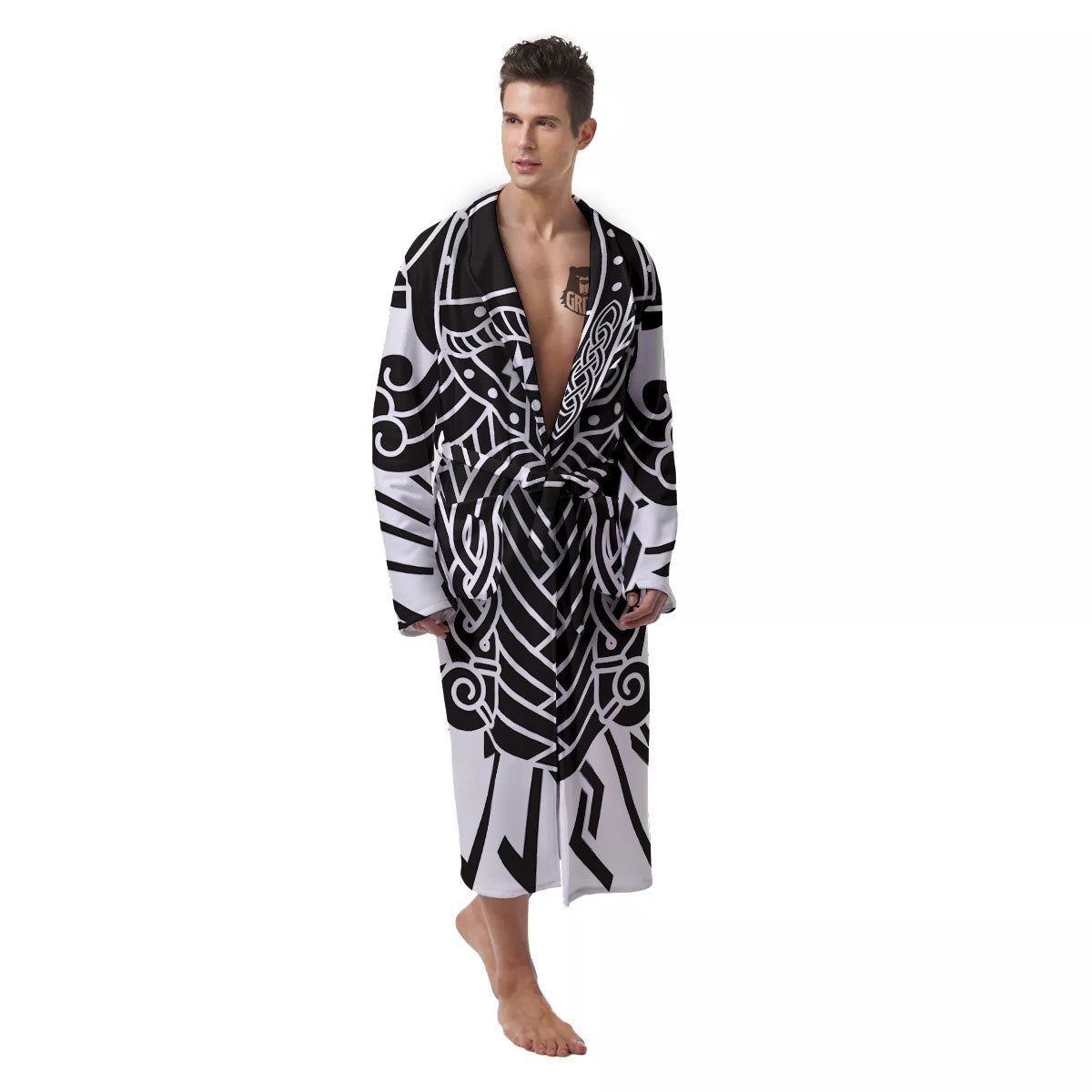 Odin God With Muninn And Huginn Print Men's Robe-grizzshop