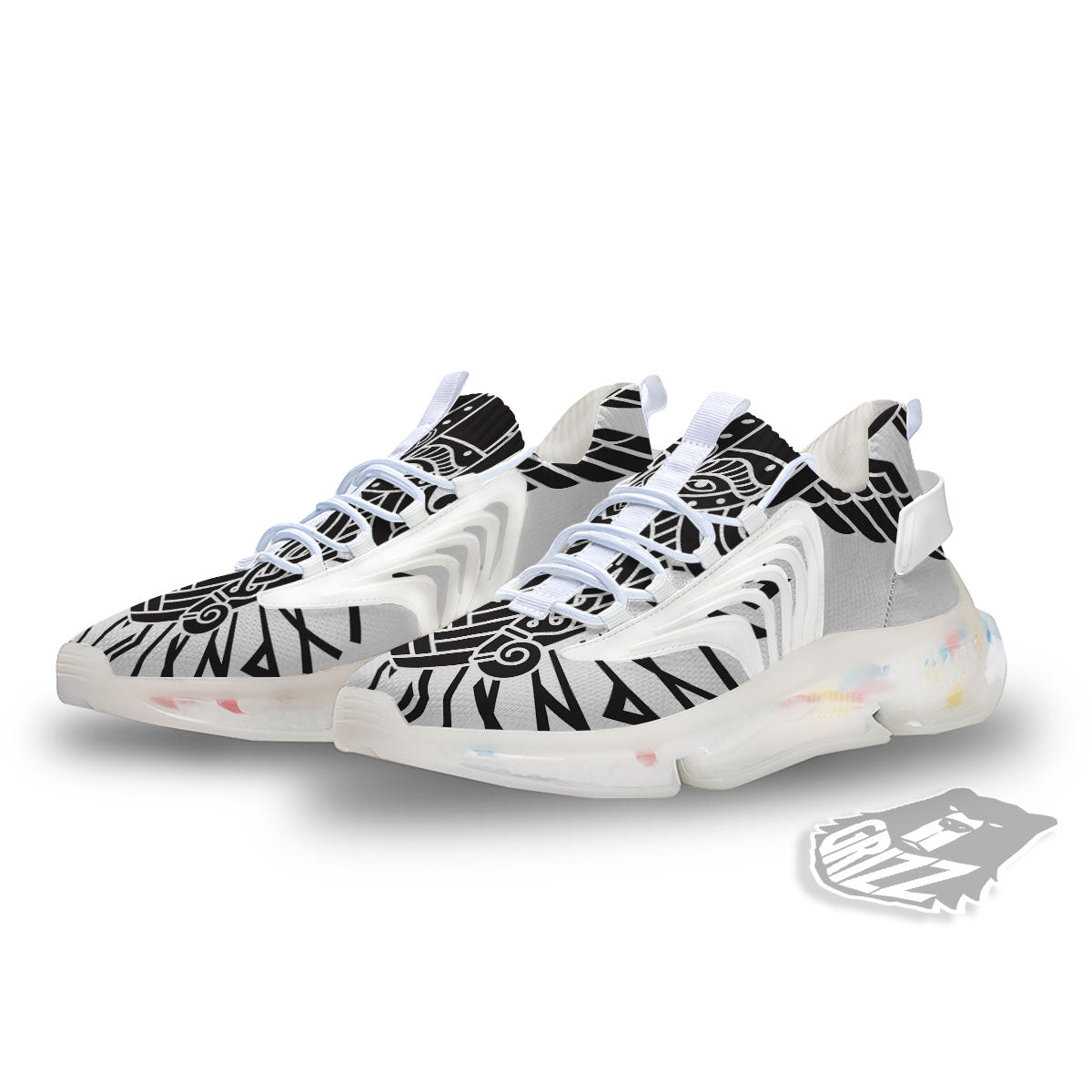 Odin God With Muninn And Huginn Print White Gym Shoes-grizzshop