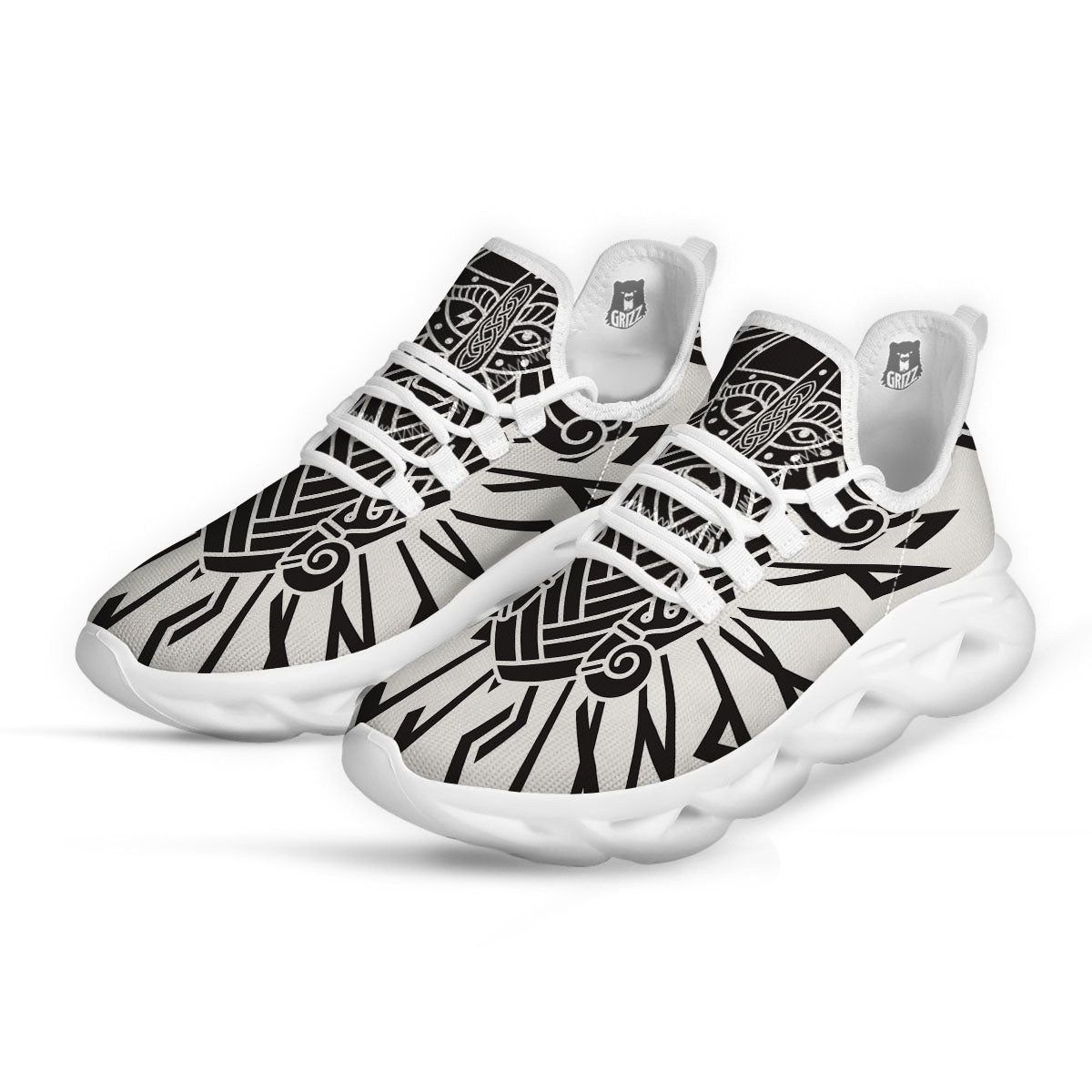 Odin God With Muninn And Huginn Print White Running Shoes-grizzshop