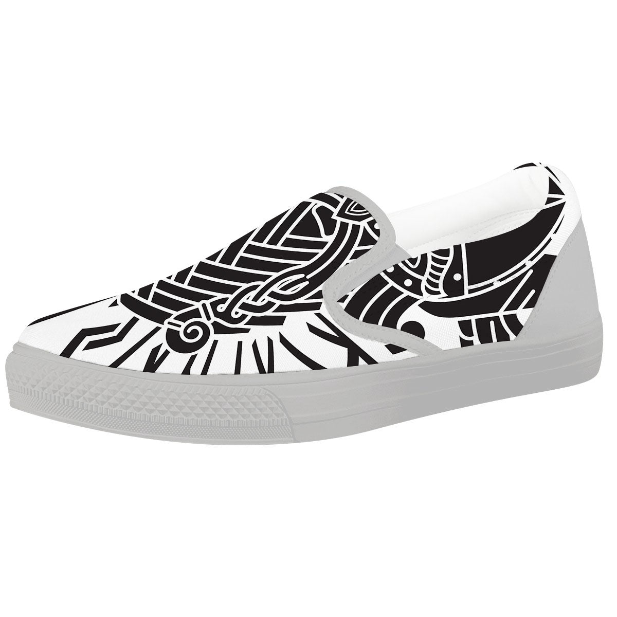 Odin God With Muninn And Huginn Print White Slip On Shoes-grizzshop