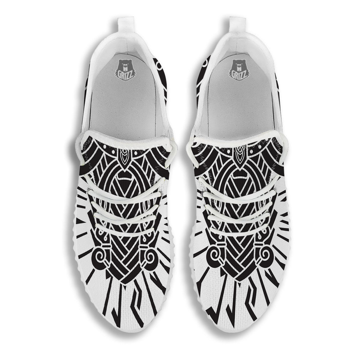 Odin God With Muninn And Huginn Print White Walking Shoes-grizzshop