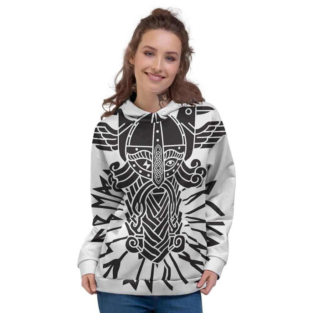 Odin God With Muninn And Huginn Print Women's Hoodie-grizzshop