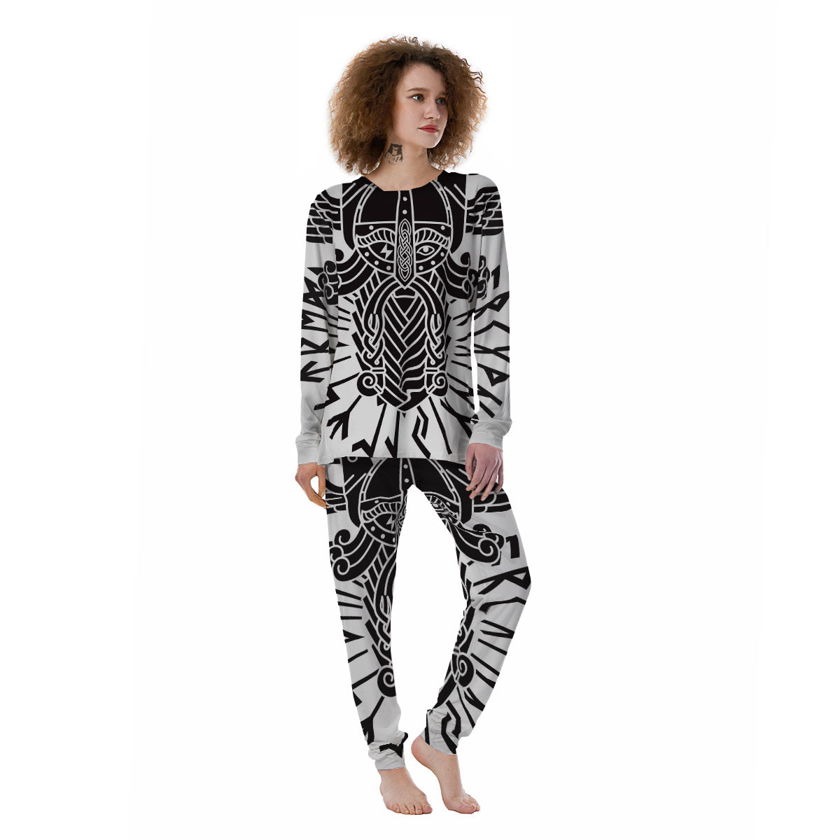Odin God With Muninn And Huginn Print Women's Pajamas-grizzshop