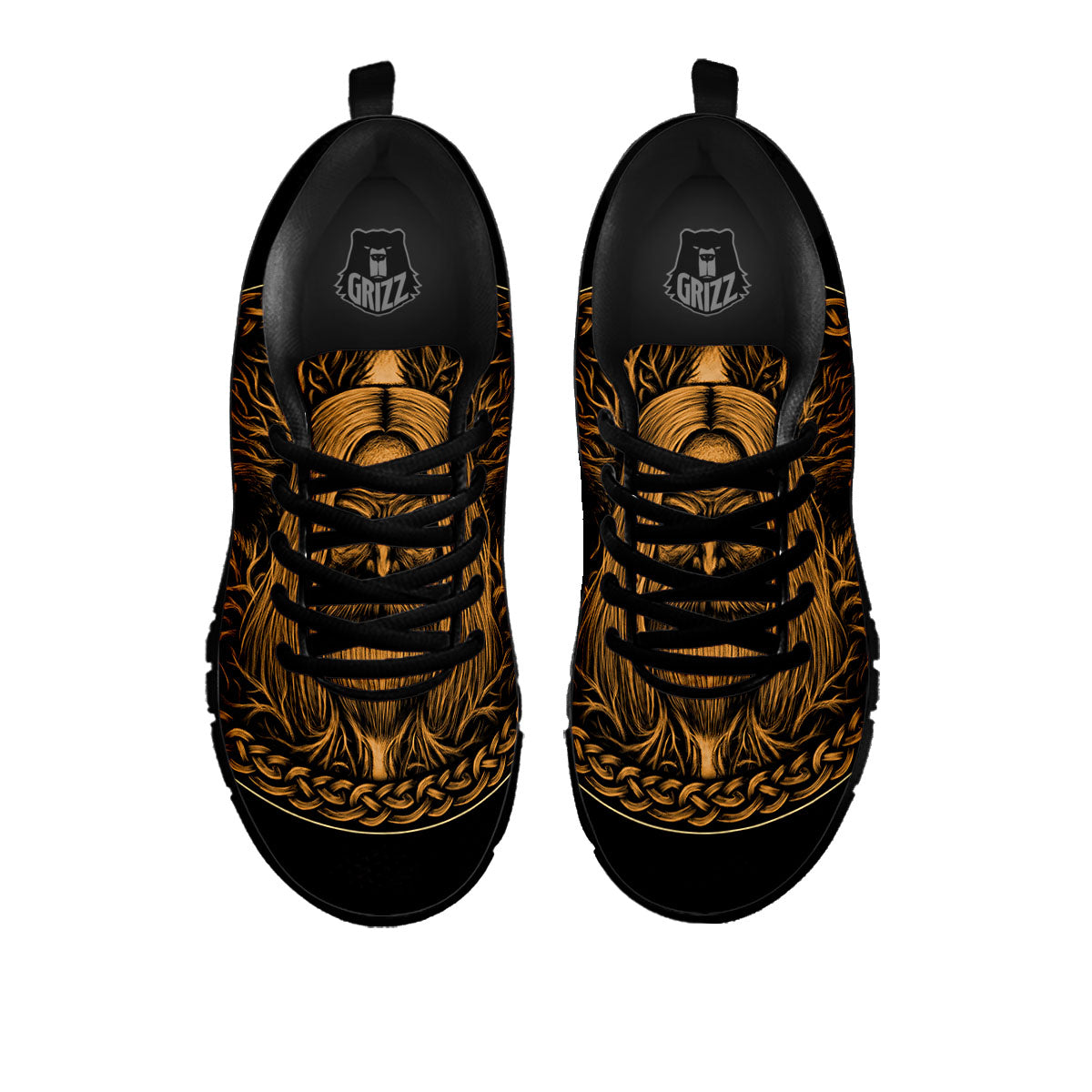 Odin Gold With Muninn And Huginn Print Black Sneaker-grizzshop
