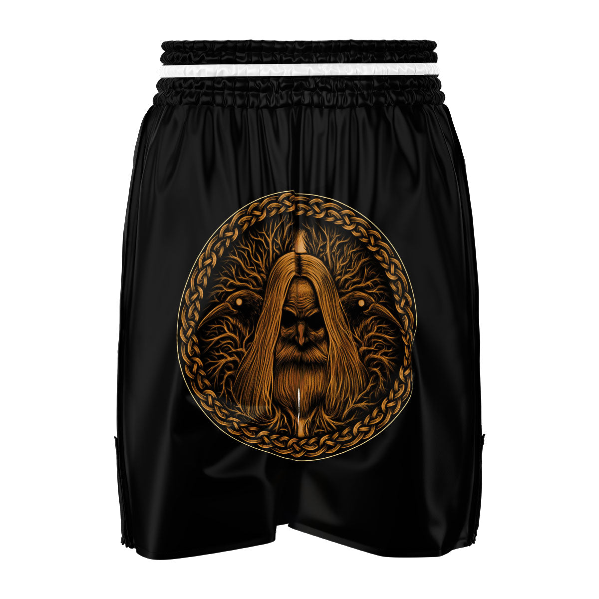 Odin Gold With Muninn And Huginn Print Boxing Shorts-grizzshop