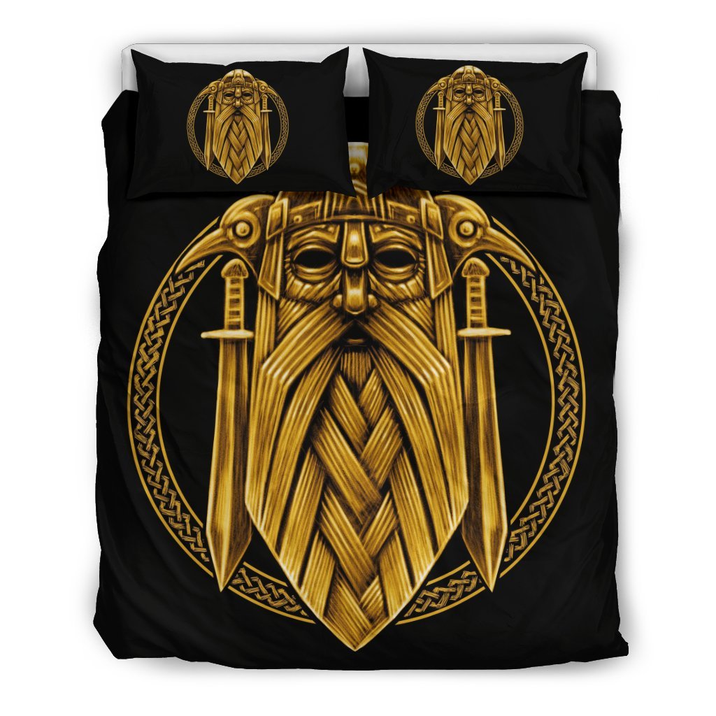 Odin Viking Sword Raven Print Duvet Cover Bedding Set-grizzshop