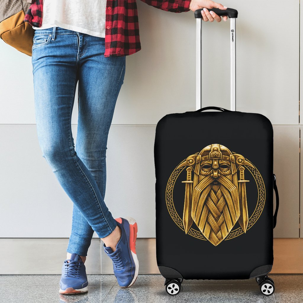 Odin Viking Sword Raven Print Luggage Cover Protector-grizzshop