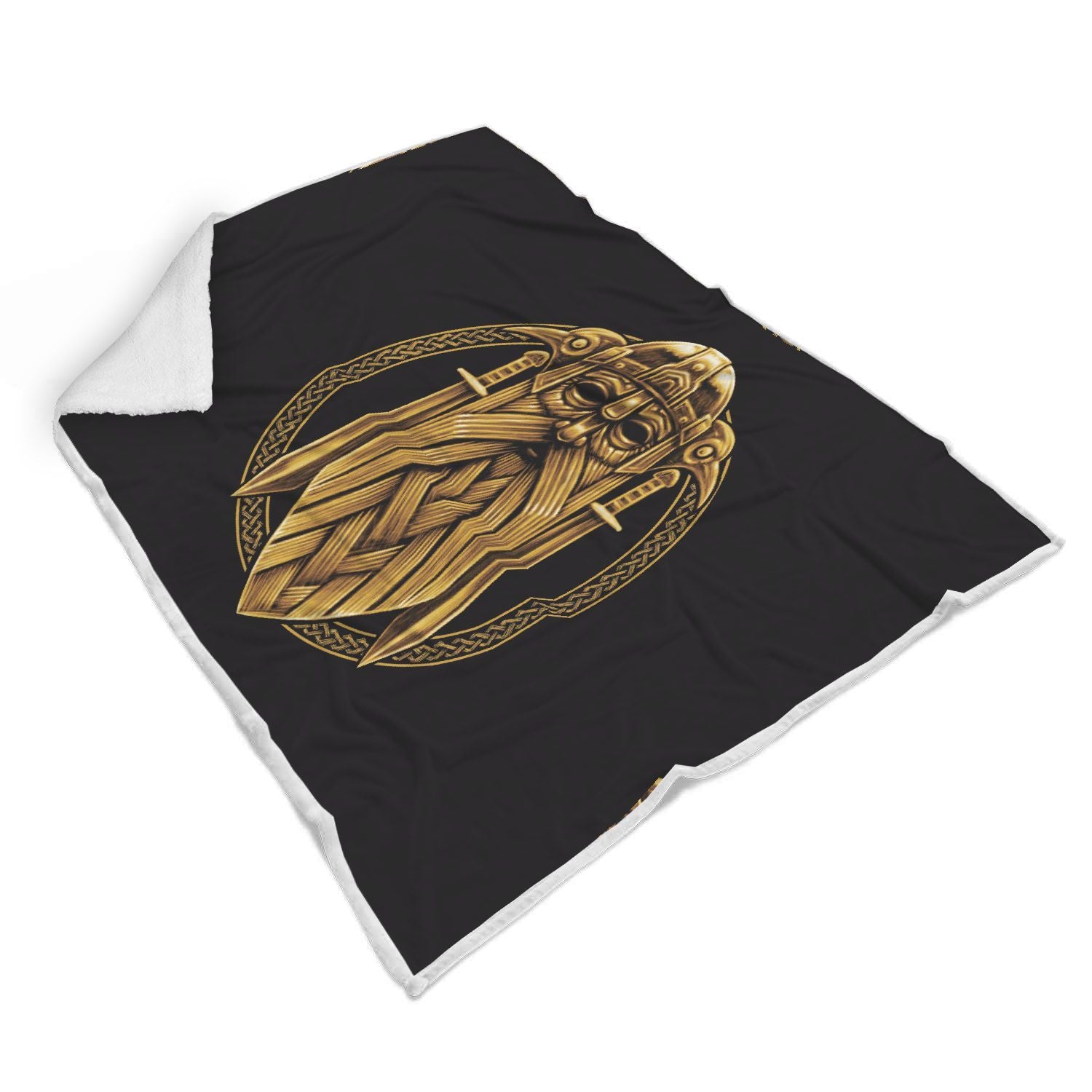 Odin Viking Sword Raven Print Throw Blanket-grizzshop