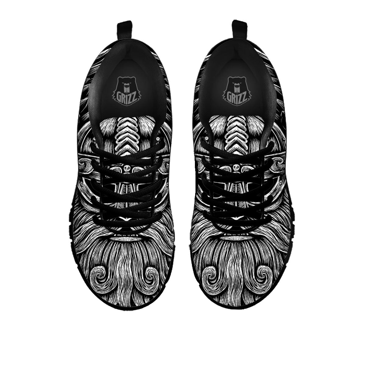 Odin With Crows White And Black Print Black Sneaker-grizzshop