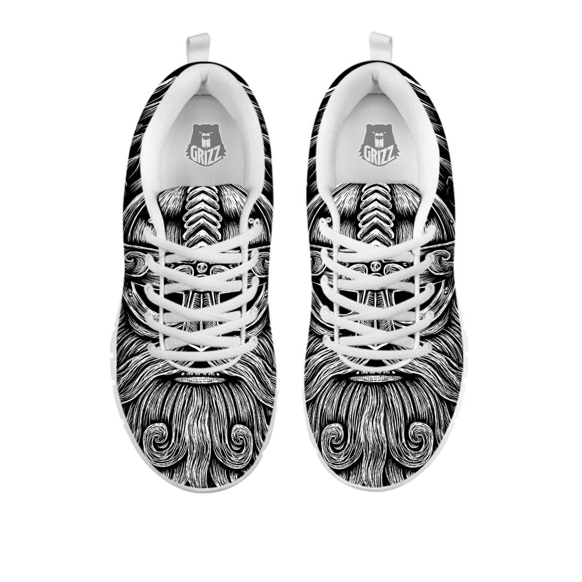 Odin With Crows White And Black Print White Sneaker-grizzshop