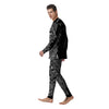 Odin With Wolfs White And Black Print Men's Pajamas-grizzshop