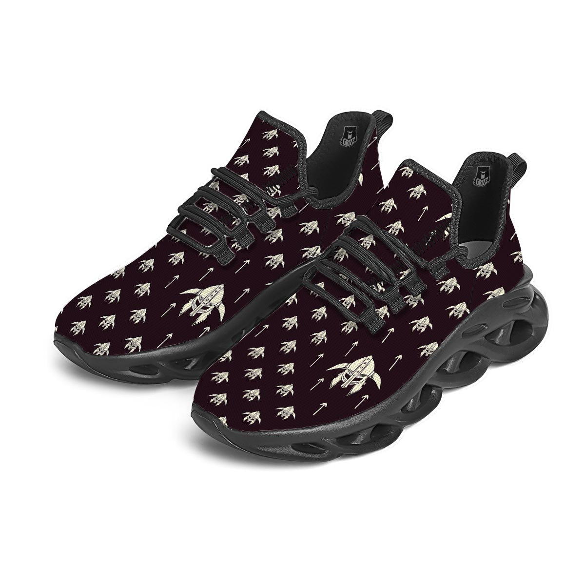 Odin's Mask Viking Black Running Shoes-grizzshop