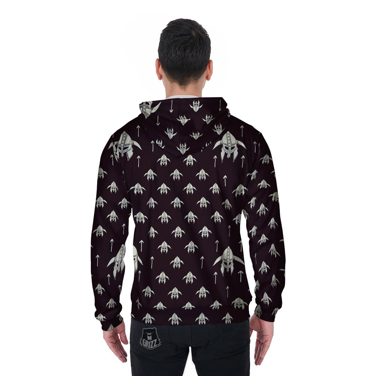 Odin's Mask Viking Men's Zip Up Hoodie-grizzshop