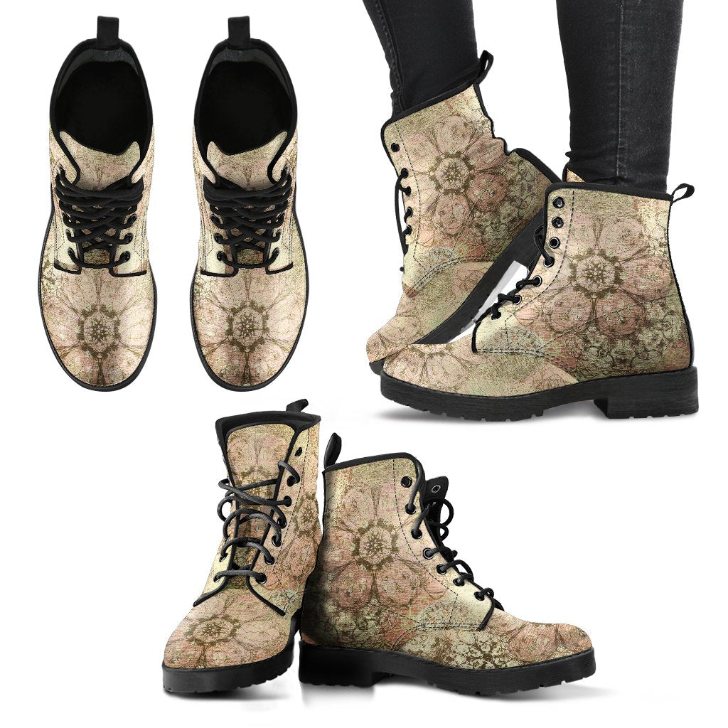 Old Flower Women's Leather Boots-grizzshop